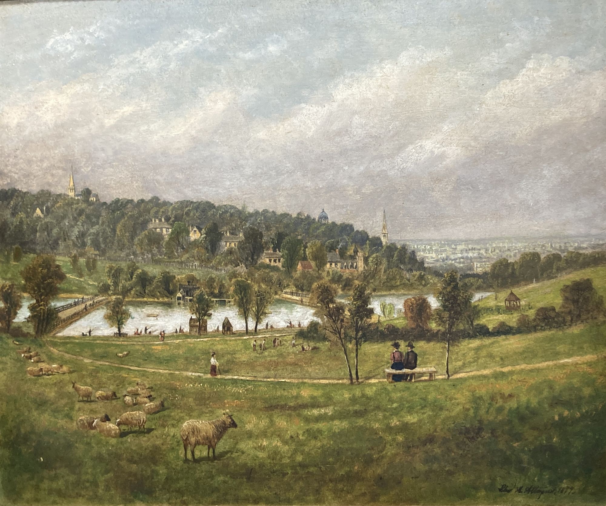 E.A. Atta.. 1899, oil on board, A view of Highgate with St. Michaels Church and St. Josephs, signed and dated, 62 x 75cm
